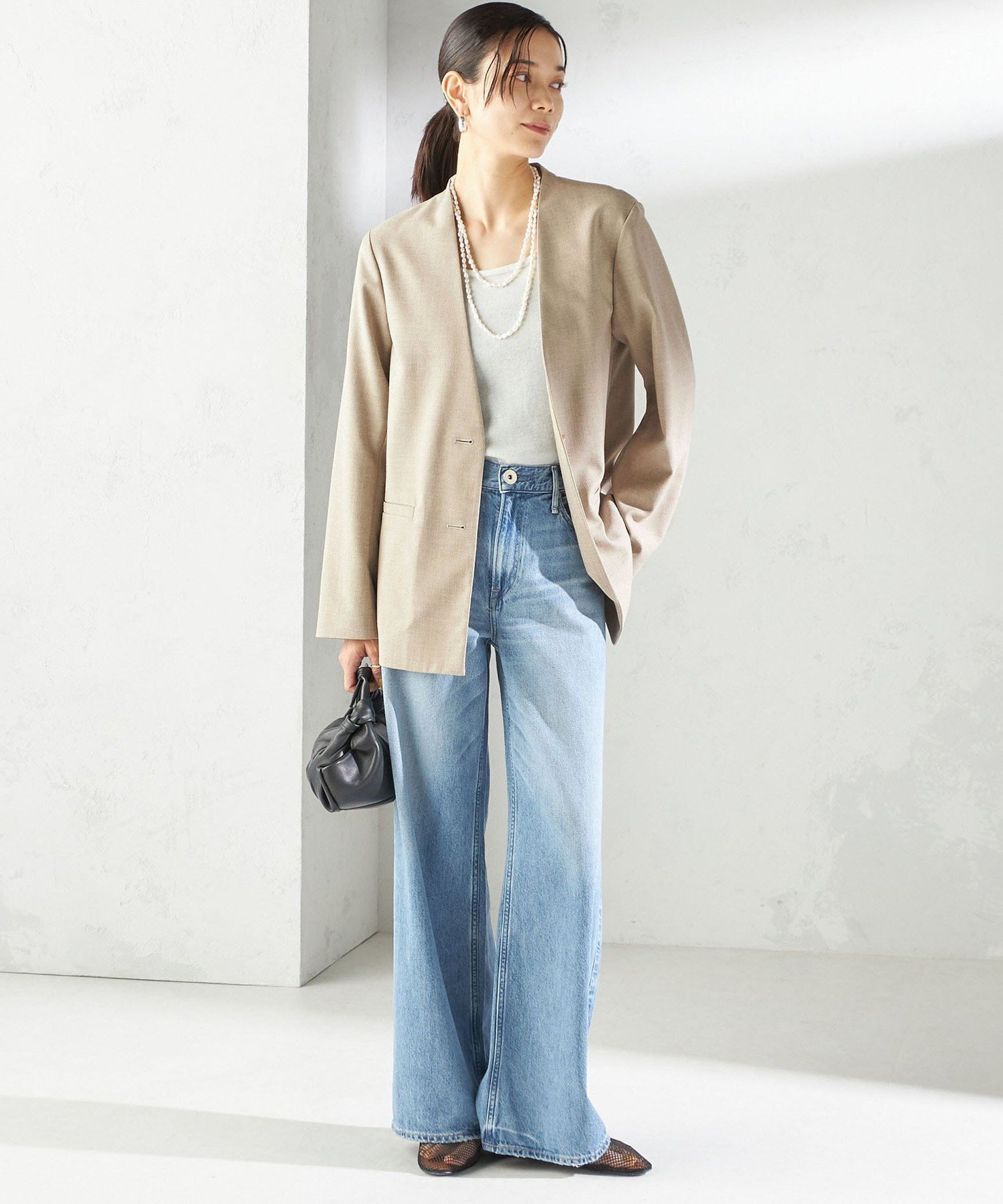 【SALE／40%OFF】SHIPS WOMEN ＜手洗い可能＞Asami 麻調合繊 カラー レス ジャケット 2 シップス スーツ・フォーマル スーツジャケット ベージュ【送料無料】