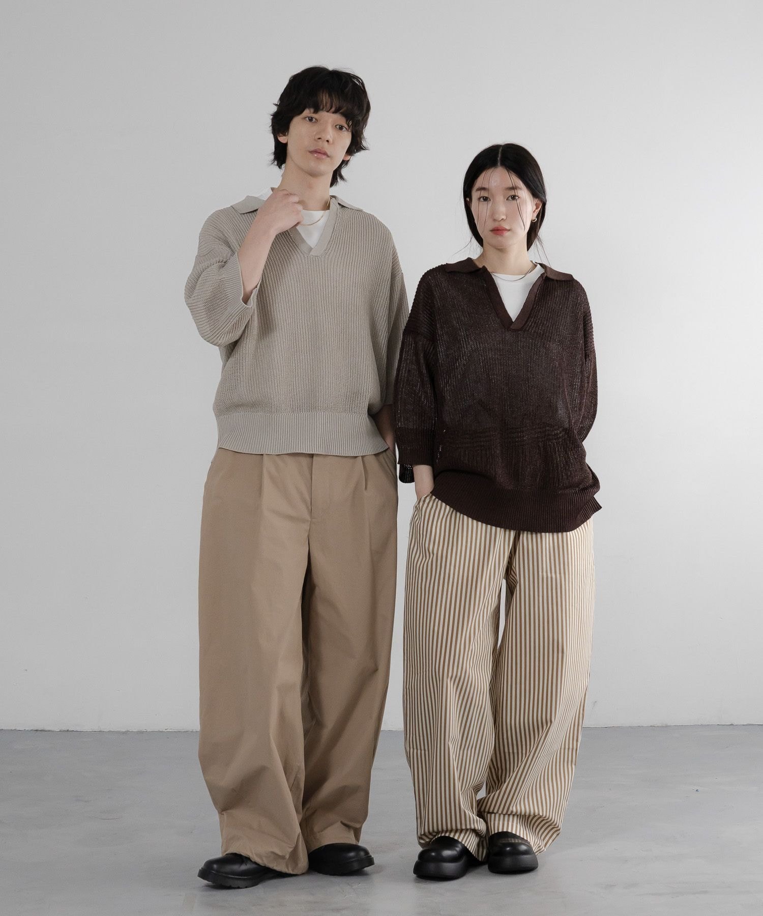 LOWRYS FARM 【LFM(U)】ストライプバルーンイージーパンツ ローリーズファーム パンツ その他のパンツ ベージュ ブルー