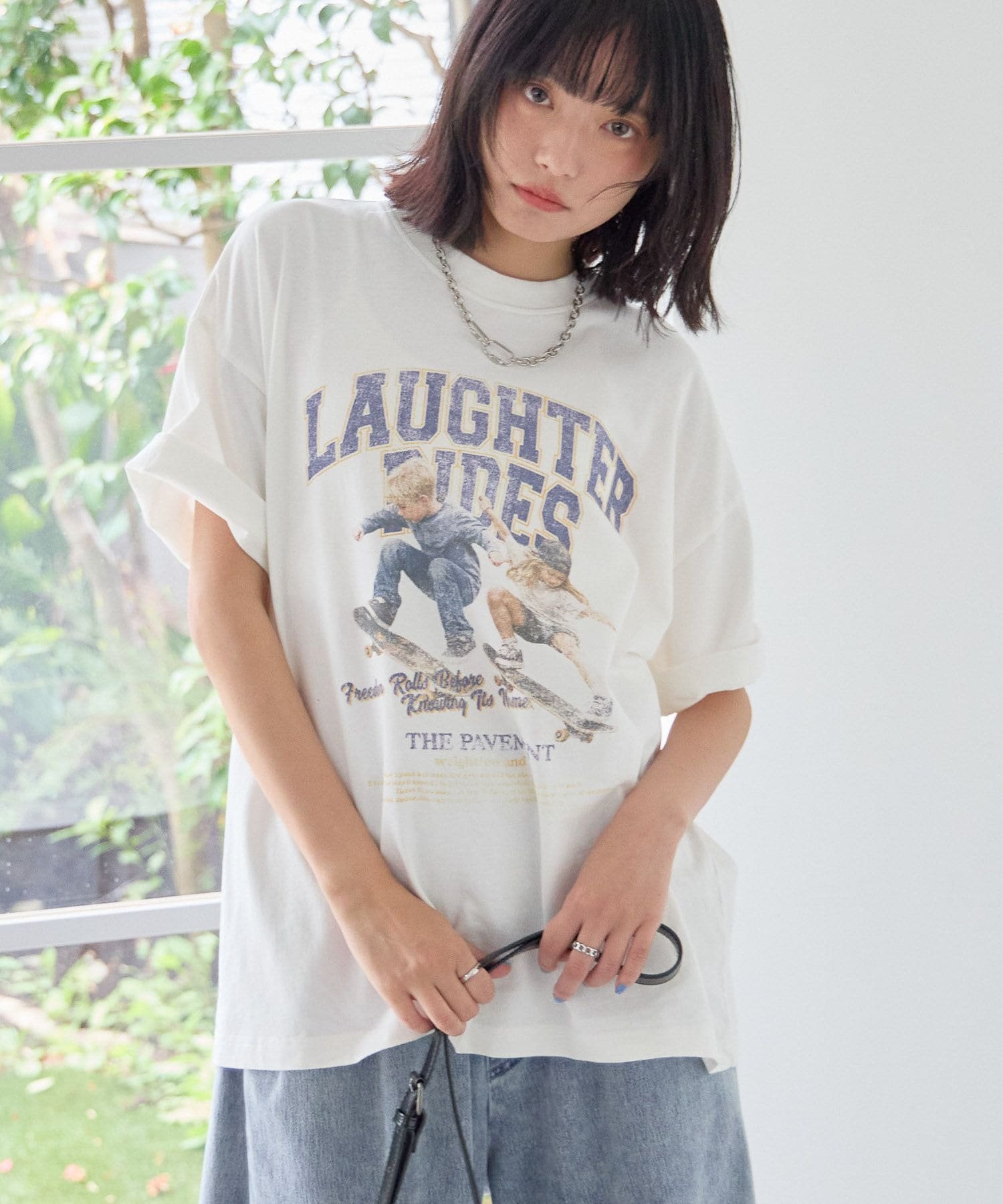 PAGEBOYLIM 【PBLIM】スケボーキッズT ページボーイ トップス カットソー・Tシャツ ネイビー ホワイト