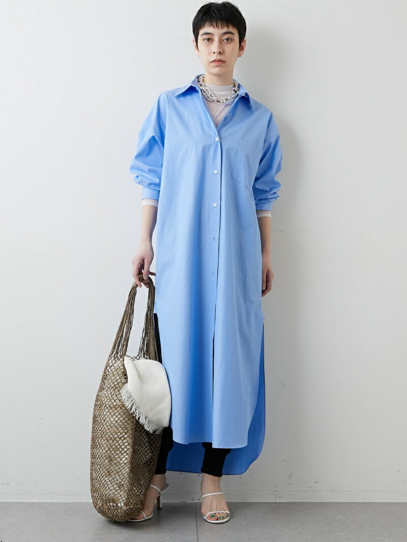 【SALE／50%OFF】Whim Gazette ポプリンシャツワンピース ウィム ガゼット ワンピース・ドレス その他のワンピース・ドレス ブルー ホワイト ベージュ【送料無料】のサムネイル