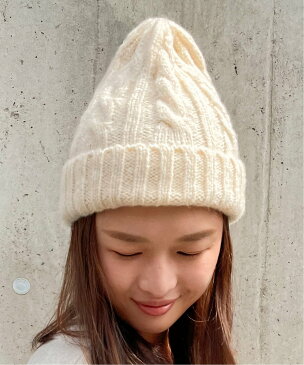 【SALE/50%OFF】SAISON DE PAPILLON ケーブル編みニットキャップ セゾン・ド・パピヨン 帽子 ニット帽・ビーニー ホワイト グレー ピンク ブラック