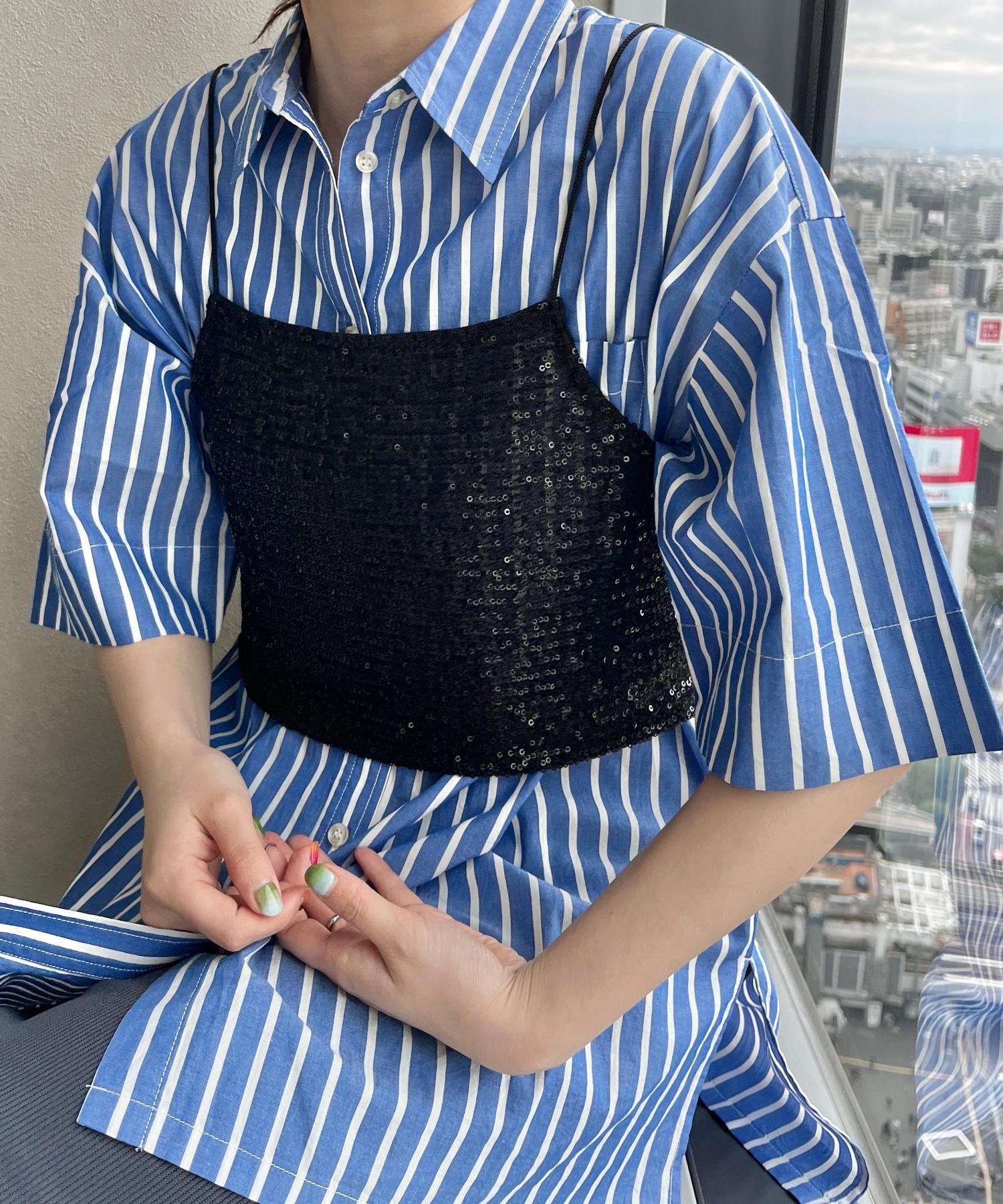 LOWRYS FARM (W)スパンコールキャミ ローリーズファーム トップス キャミソール ブラック ネイビー【送料無料】のサムネイル