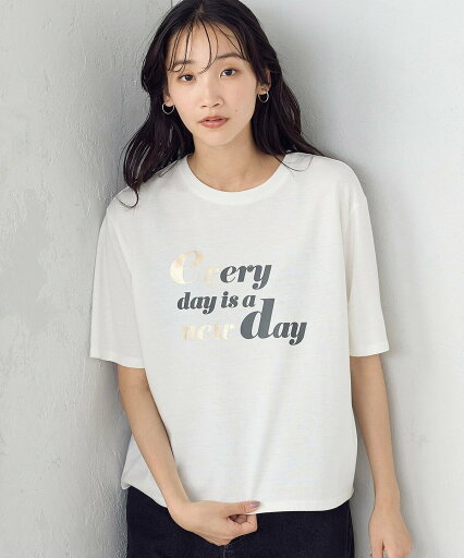 COMME CA ISM 速乾 箔プリント Tシャツ コムサイズム トップス カットソー・Tシャツ グレー ホワイト COMME CA ISM 速乾 箔プリント Tシャツ コムサイズム トップス カットソー・Tシャツ グレー ホワイト