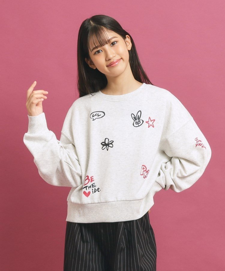 【SALE／50%OFF】PINK-latte 落書き風プリント短丈プルオーバー ピンク ラテ トップス カットソー・Tシ..