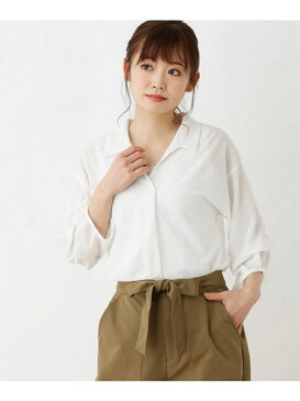 【SALE/70%OFF】SHOO・LA・RUE 楊柳スキッパーシャツSET シューラルー ニット アンサンブル ホワイト イエロー ブルー ネイビー