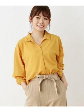 【SALE／70%OFF】SHOO・LA・RUE 楊柳スキッパーシャツSET シューラルー ニット アンサンブル ホワイト イエロー ブルー ネイビー