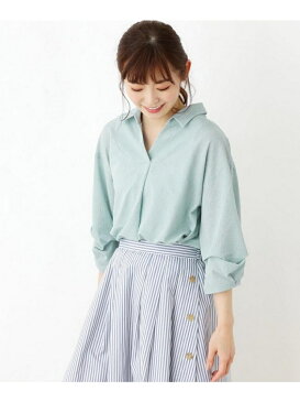 【SALE／70%OFF】SHOO・LA・RUE 楊柳スキッパーシャツSET シューラルー ニット アンサンブル ホワイト イエロー ブルー ネイビー