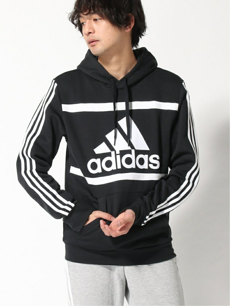 adidas Sports Performance エッセンシャルズ ロゴ カラーブロック パーカー [Essentials Logo Colorblock Hoodie] アディダス アディダス カットソー パーカー ブラック ブルー ホワイト