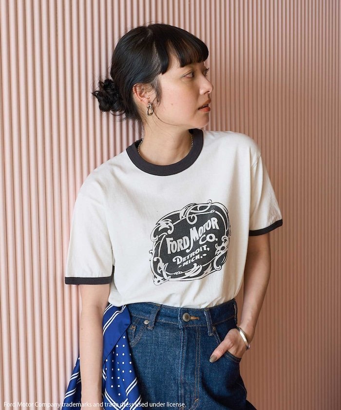 【SALE／5%OFF】FREAK'S STORE Ford リンガーTシャツ 25SS フリークスストア トップス カットソー・Tシャツ ネイビー グレー【送料無料】のサムネイル