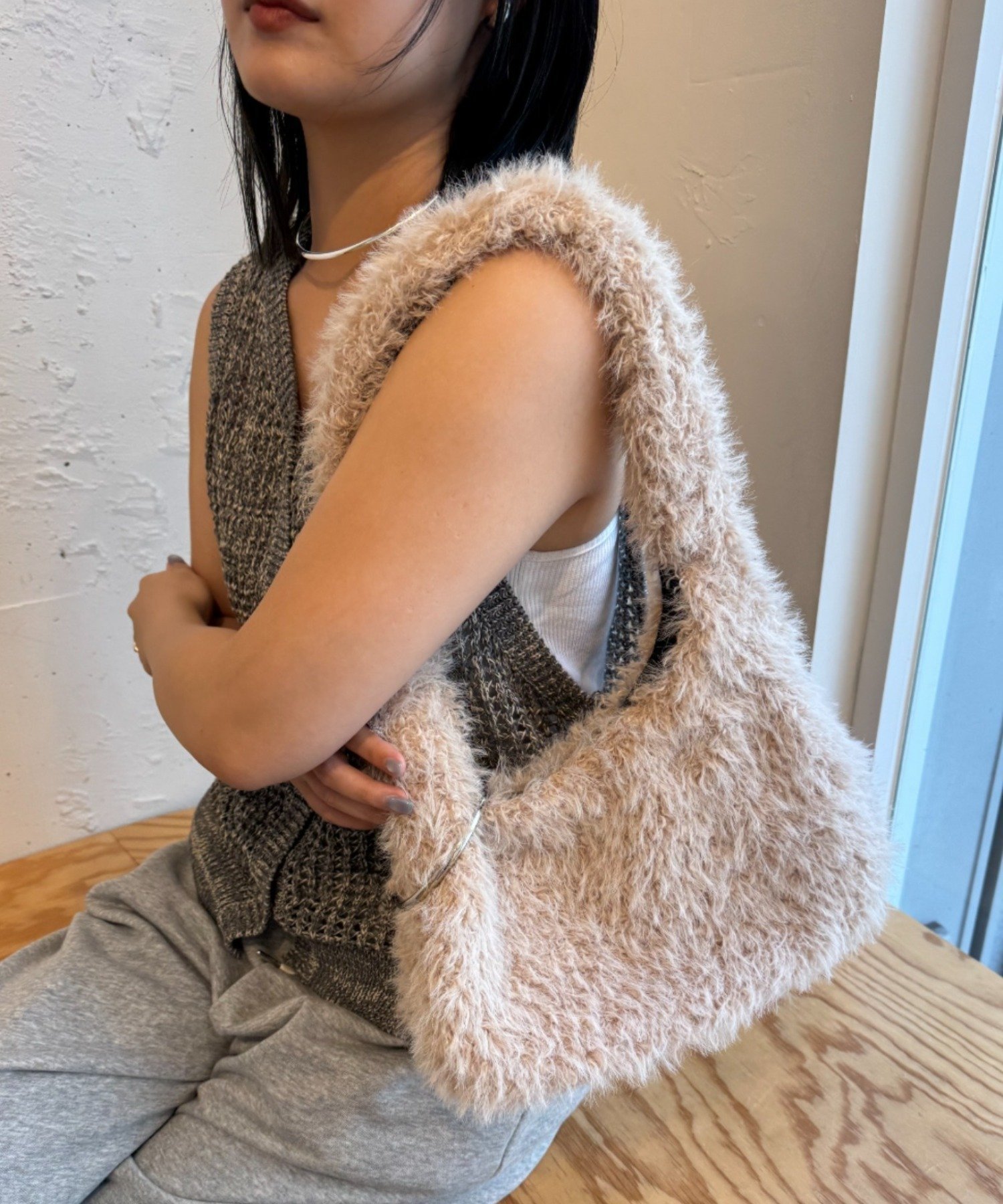 【SALE／60%OFF】CIAOPANIC TYPY BIGカラビナ付きワンハンドルボアBAG チャオパニックティピー バッグ トートバッグ イエロー ホワイト グレー ブルーのサムネイル