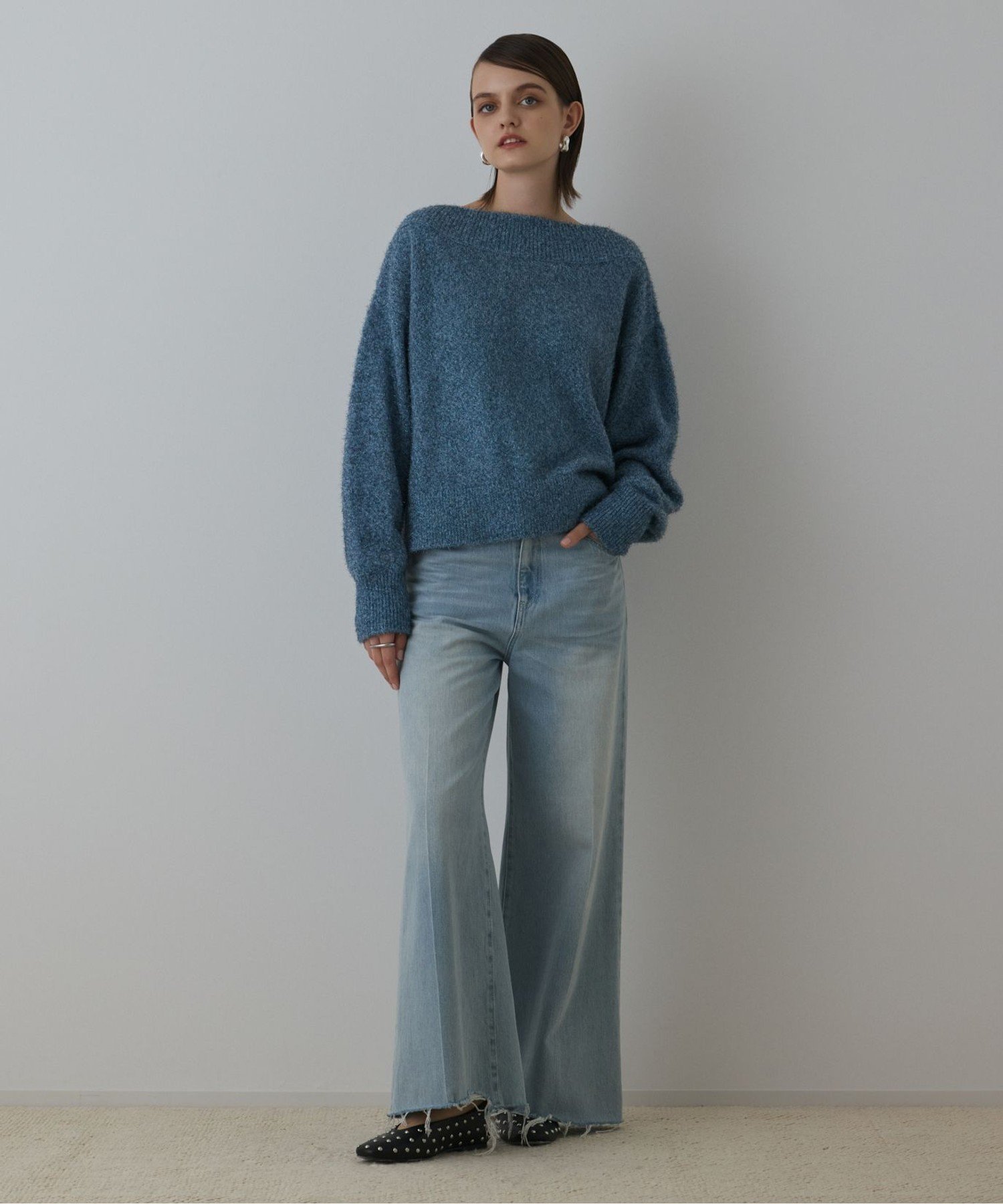 GRACE CONTINENTAL グリッターニットトップ グレースコンチネンタル トップス ニット ブルー グレー ベージュ【送料無料】のサムネイル