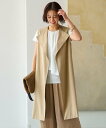 【SALE/40%OFF】自由区 【洗える・XSサイズあり】テンセルリネンストレッチ ジレ ジユウク トップス ベスト・ジレ ネイビー ベージュ グレー【送料無料】(4)