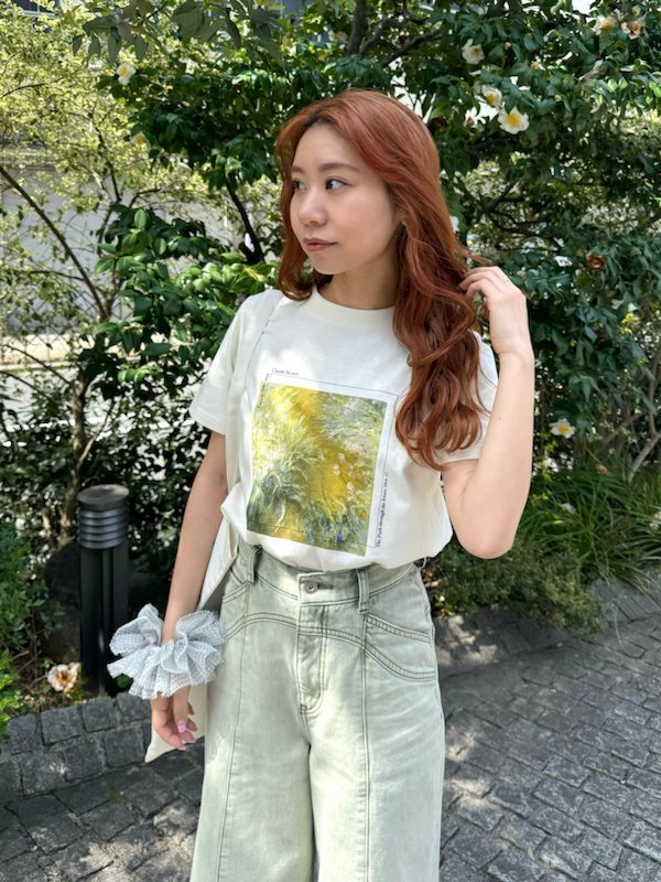 LILY BROWN 【The Metropolitan Museum of Art】バイカラーアートプリントTシャツ リリーブラウン トップス カットソー・Tシャツ ホワイト グレー ピンク【送料無料】