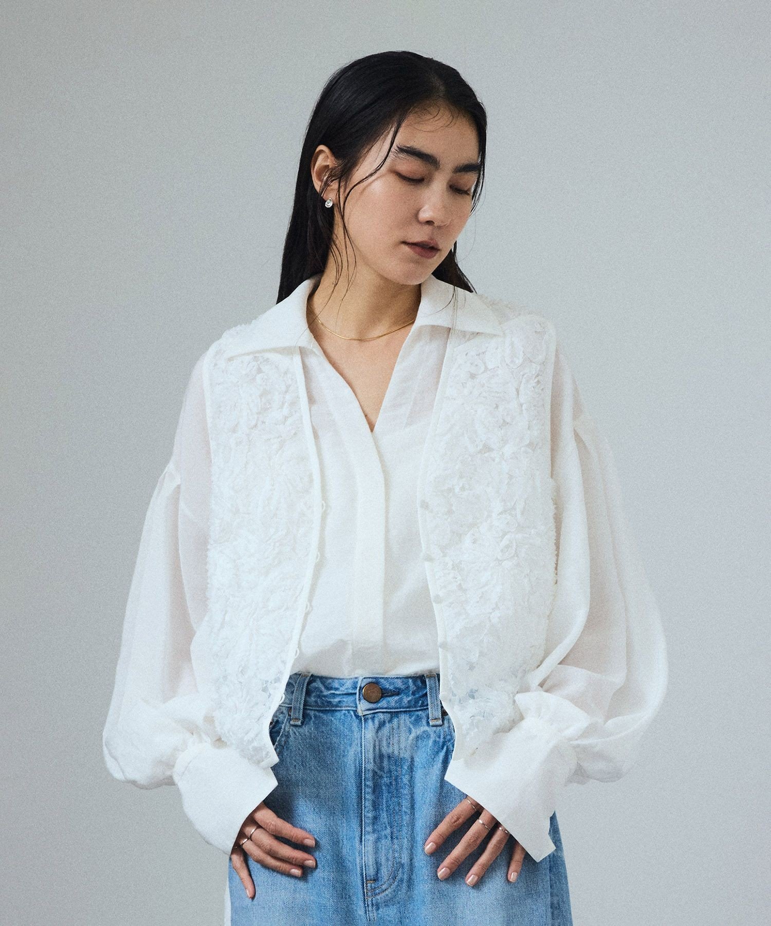 【SALE／50%OFF】SALON adam et rope' ボリュームスリーブブラウス サロン アダム エ ロペ トップス シ..