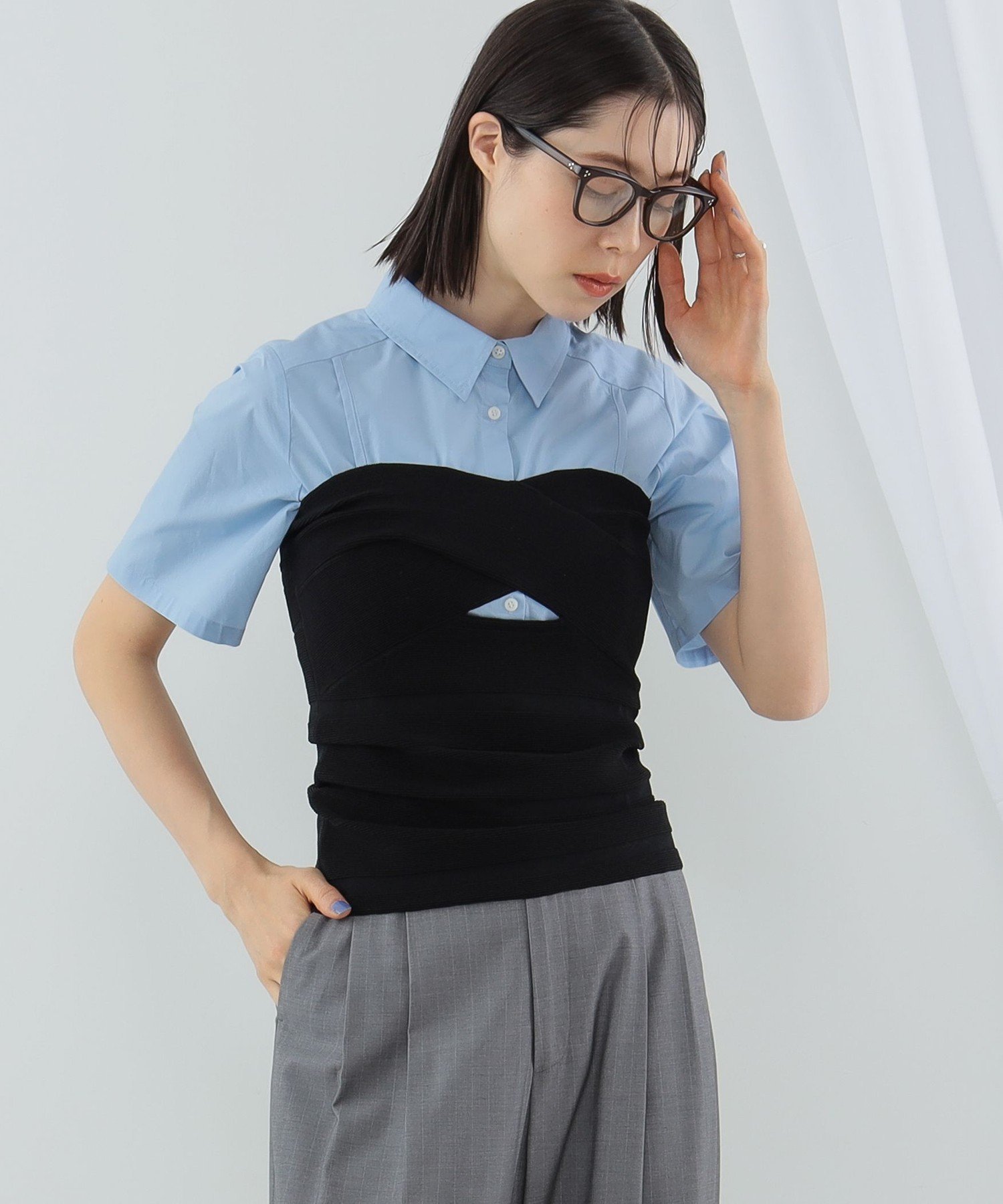 【SALE／70%OFF】Ray BEAMS リブ ツイスト ビスチェ ビームス アウトレット トップス ニット ブラック ..