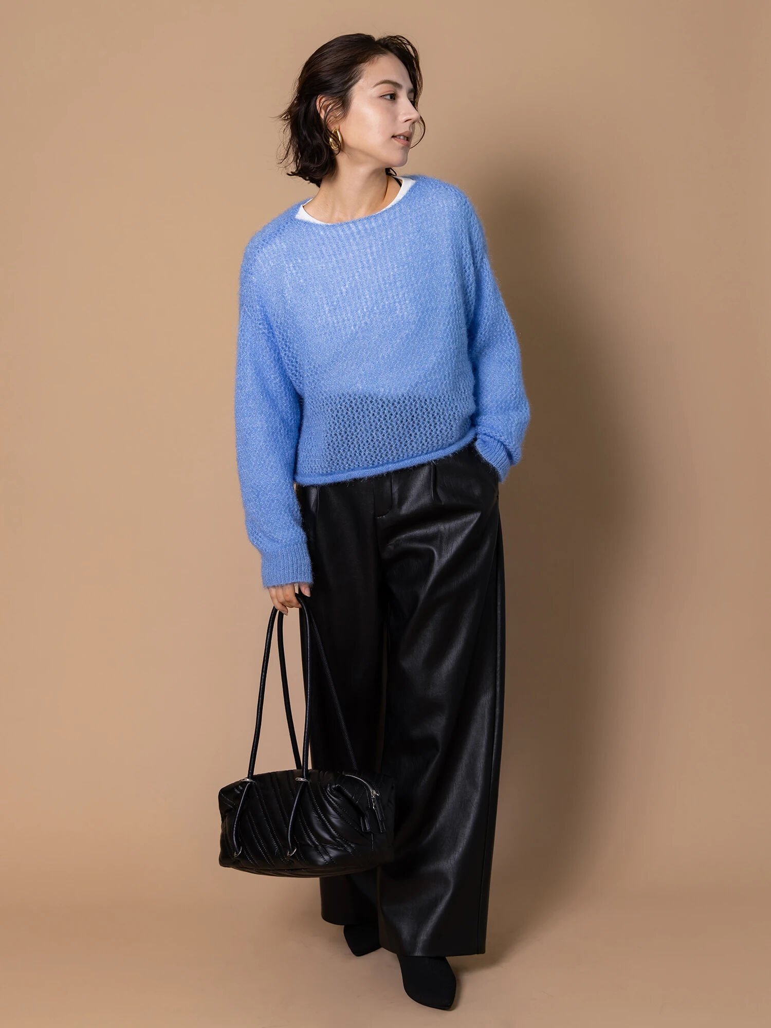 Te chichi フェイクレザーセミワイドパンツ《2025Autumn catalog item》 テチチ パンツ その他のパンツ..