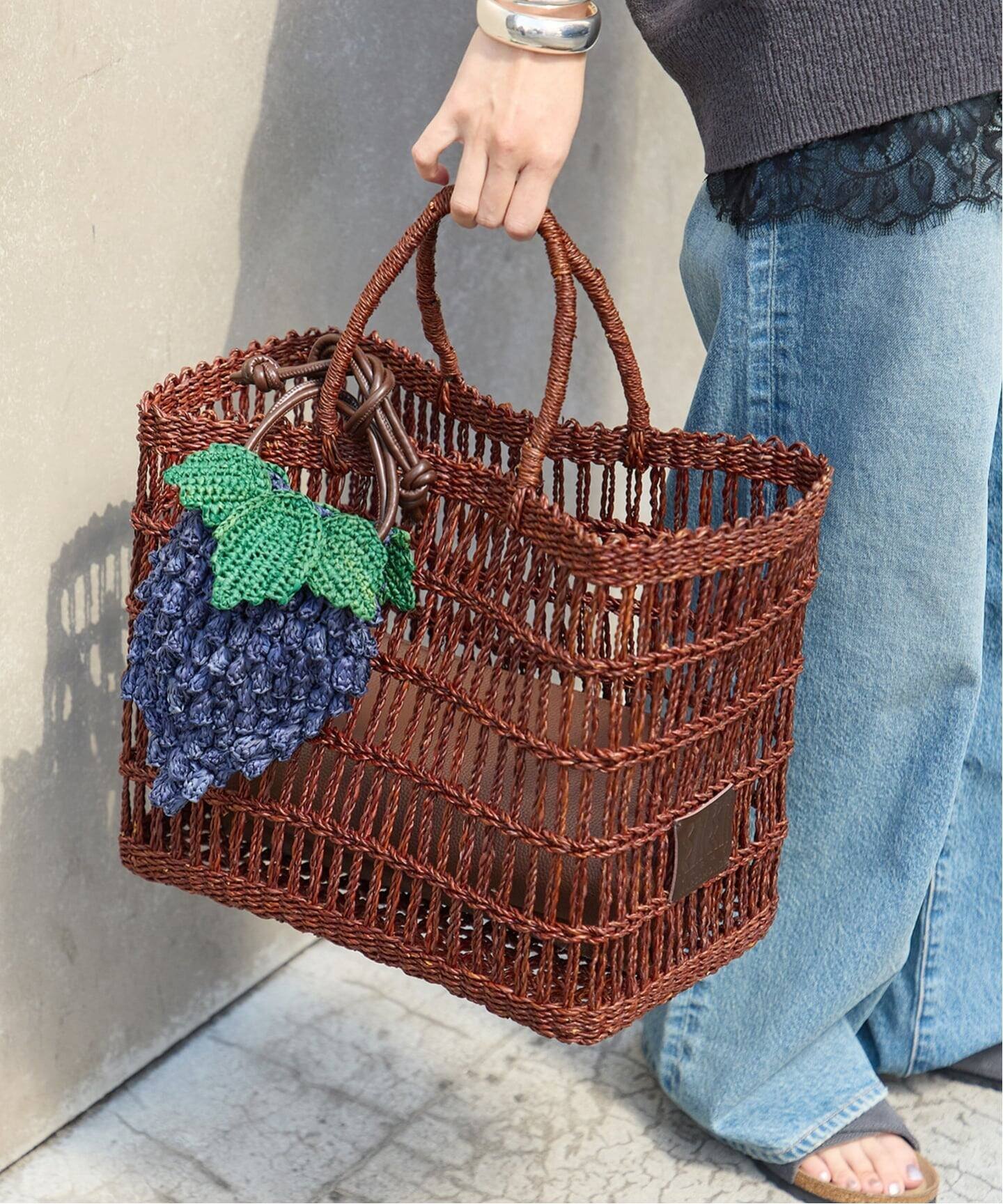JOURNAL STANDARD 別注 FRUITS BAG ジャーナル スタンダード バッグ かごバッグ ブラウン イエロー