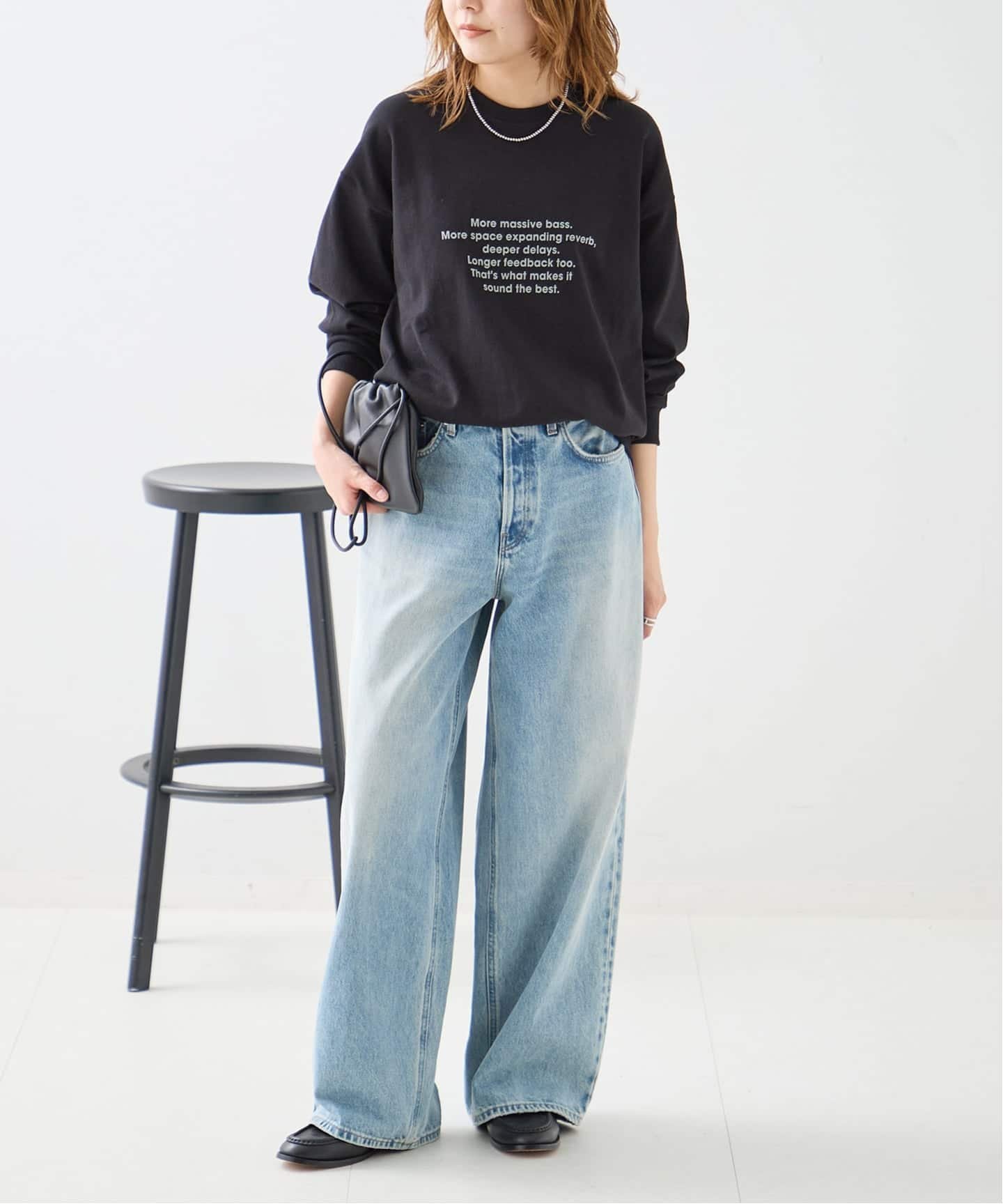 JOURNAL STANDARD L'ESSAGE 《追加予約》POET MEETS DUBWISE MORE MASSIVE BASS LOOSE FITロングスリーブTシャツ ジャーナルスタンダード レサージュ トップス カットソー・Tシャツ ブラック ホワイト