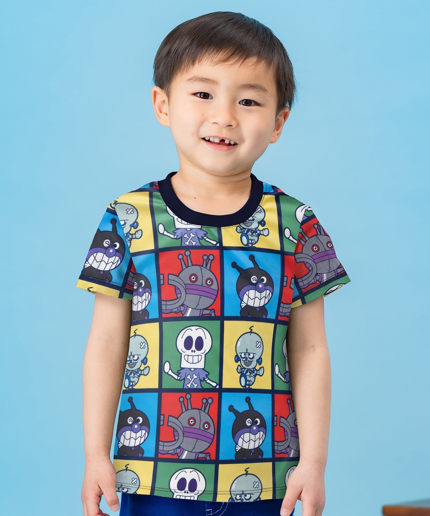 ANPANMAN KIDS COLLECTION APKC/(K)4コマ総柄Tシャツ アンパンマンキッズコレクション トップス カットソー・Tシャツ ネイビー レッド