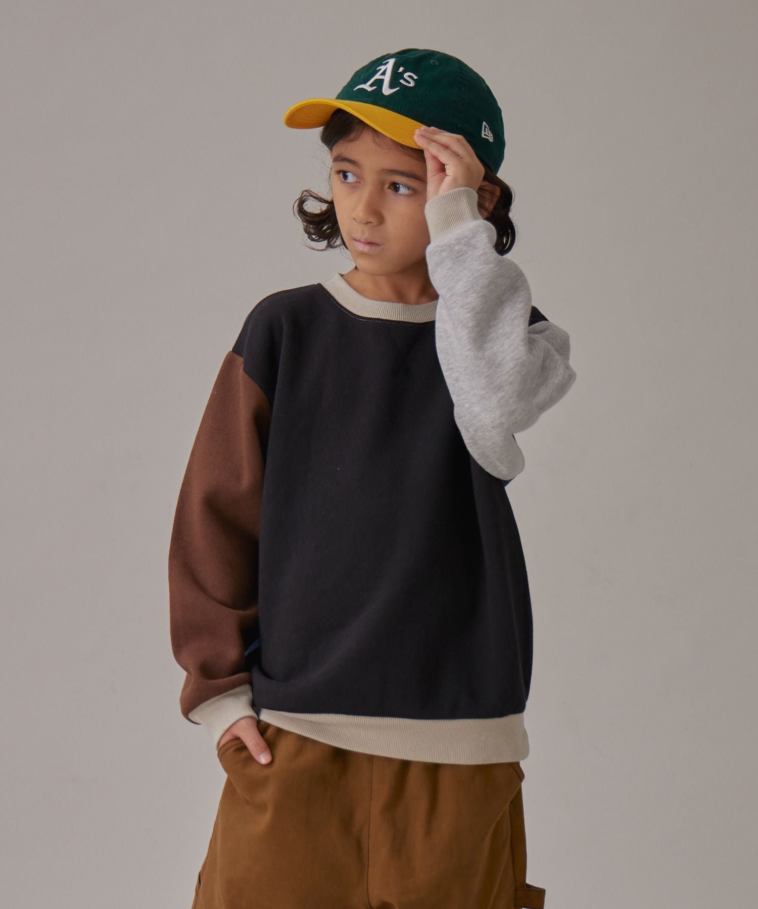 PAIRMANON STREET 【PAIRMANON STREET】裏起毛 ベーシック ガゼット付き スウェット トレーナー ペアマノン トップス スウェット・トレーナー グレー ピンク グリーン ベージュ オレンジ ネイビー ブラックのサムネイル