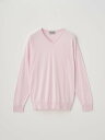 JOHN SMEDLEY Vネック長袖コットンニットプルオーバー | OSMOND | 30G MODERN FIT ジョンスメドレー トップス ニット ピンク...