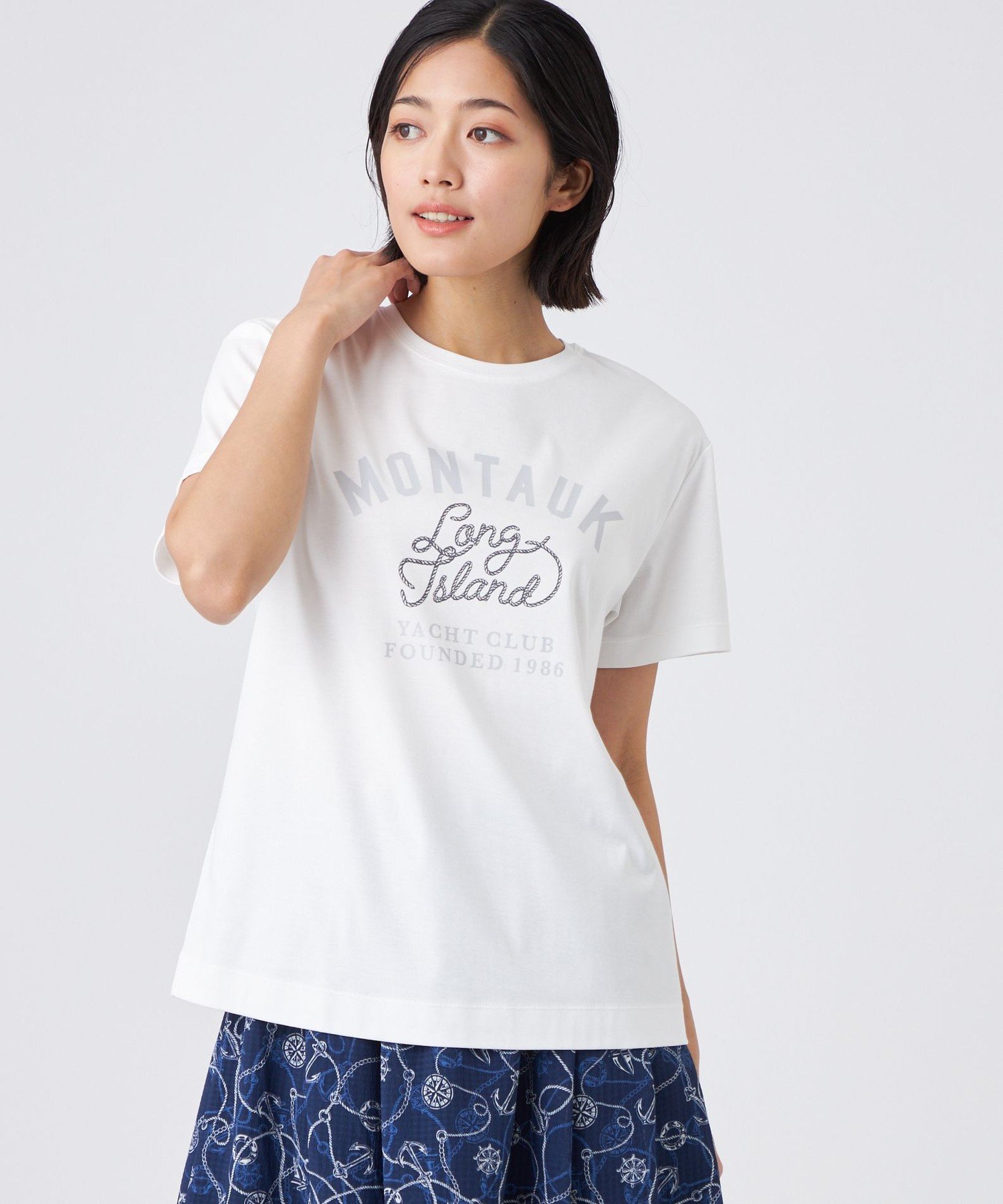 TRANS WORK 【ウォッシャブル】コーコランバイオスムース トランスワーク トップス カットソー・Tシャツ ブルー ホワイト オレンジ