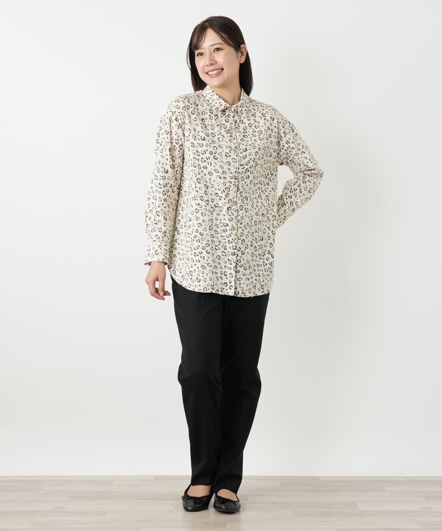 Leilian レオパード柄ブラウス【MUSE BY ROCHAS Premiere】 レリアン トップス シャツ・ブラウス ベージュ