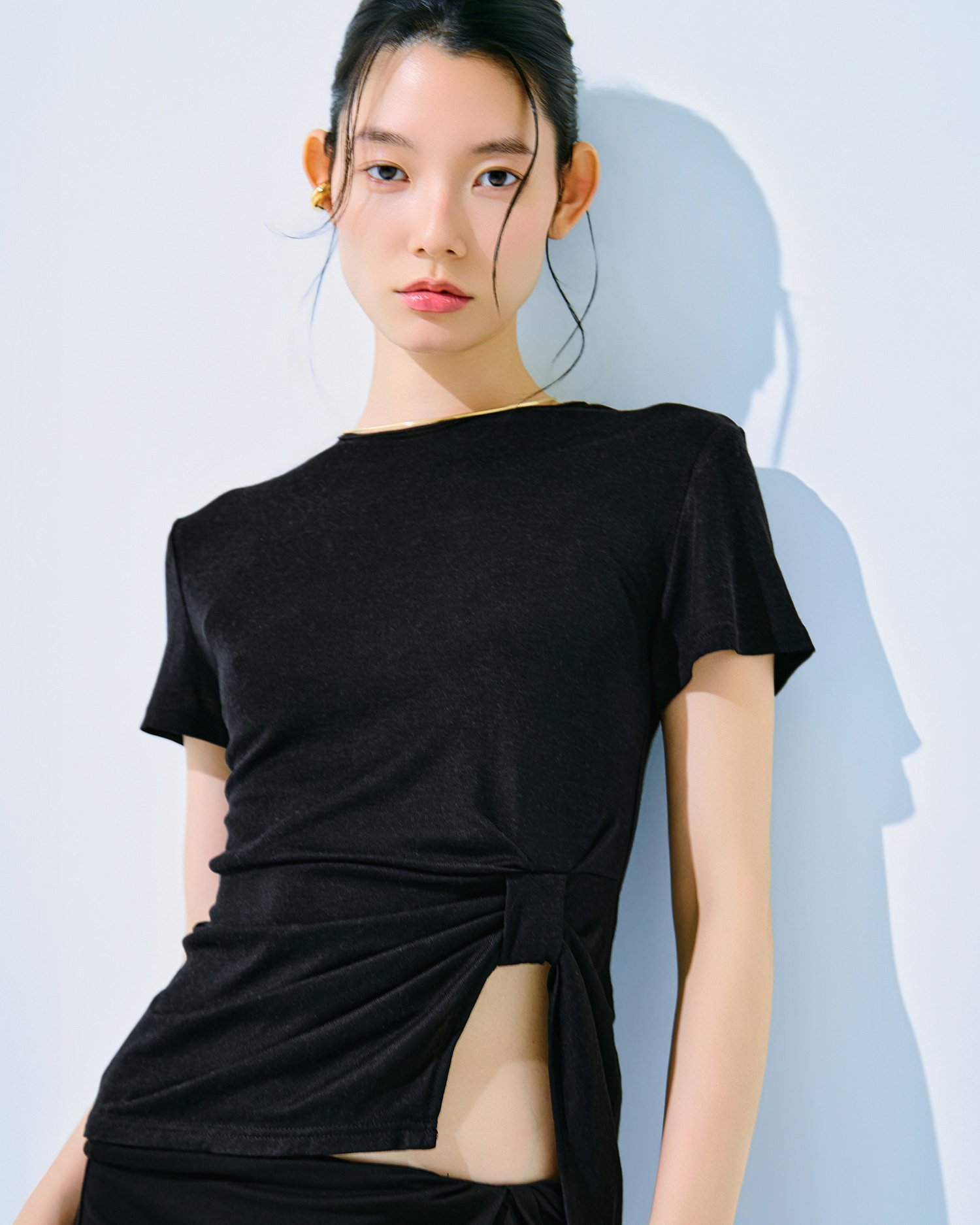 kiehtova kiehtova/KNOT LINE TOPS/ノット ライン トップス フォブ トップス カットソー・Tシャツ ホワイト グリーン ブラック