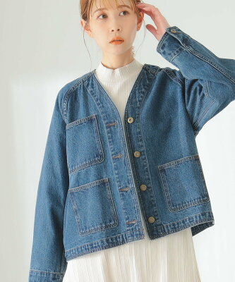 B:MING by BEAMS B:MING by BEAMS / ノーカラー リサイクルデニム ジャケット 23AW Gジャン ビーミング ライフストア バイ ビームス ジャケット・アウター ブルゾン・ジャンパー ブルー【送料無料】