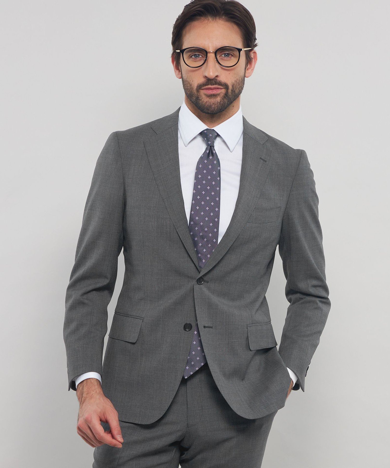 MACKINTOSH LONDON 【NEW BRIDGE】Super110's グレンチェックスーツ マッキントッシュ ロンドン スーツ・フォーマル スーツジャケット グレー【送料無料】