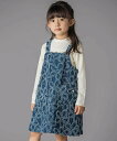 BeBe Petits Pois Vert 【店舗限定】花柄フリンジデニムジャンパースカート(95~150cm) ベベ オンライン ストア ワンピース・ドレス ワンピース ブラック ネイビー【送料無料】