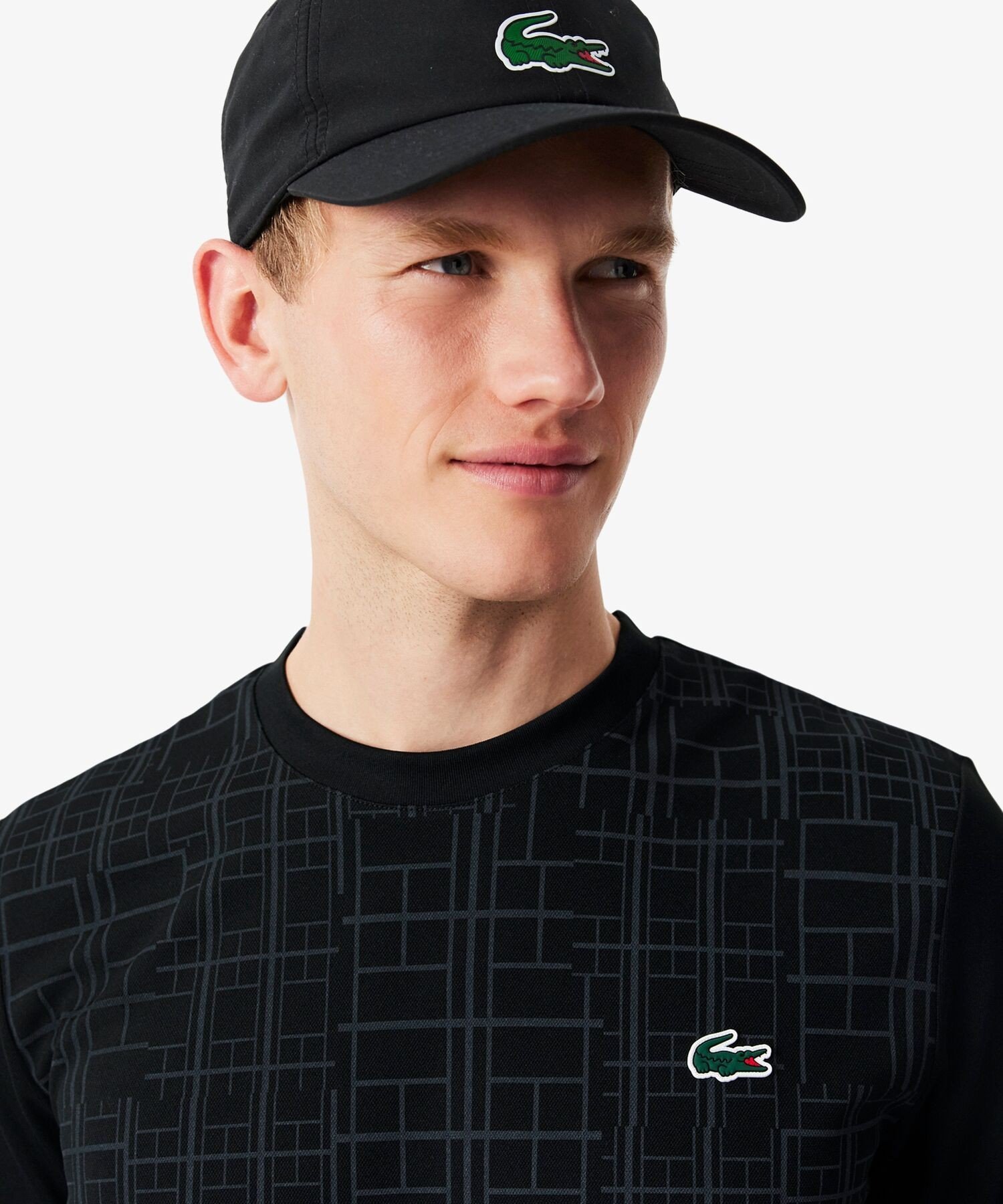 【SALE／30%OFF】LACOSTE 『ノバク・ジョコビッチ』ラケットプリントウルトラドライTシャツ ラコステ トップス カットソー・Tシャツ ブラック グリーン【送料無料】