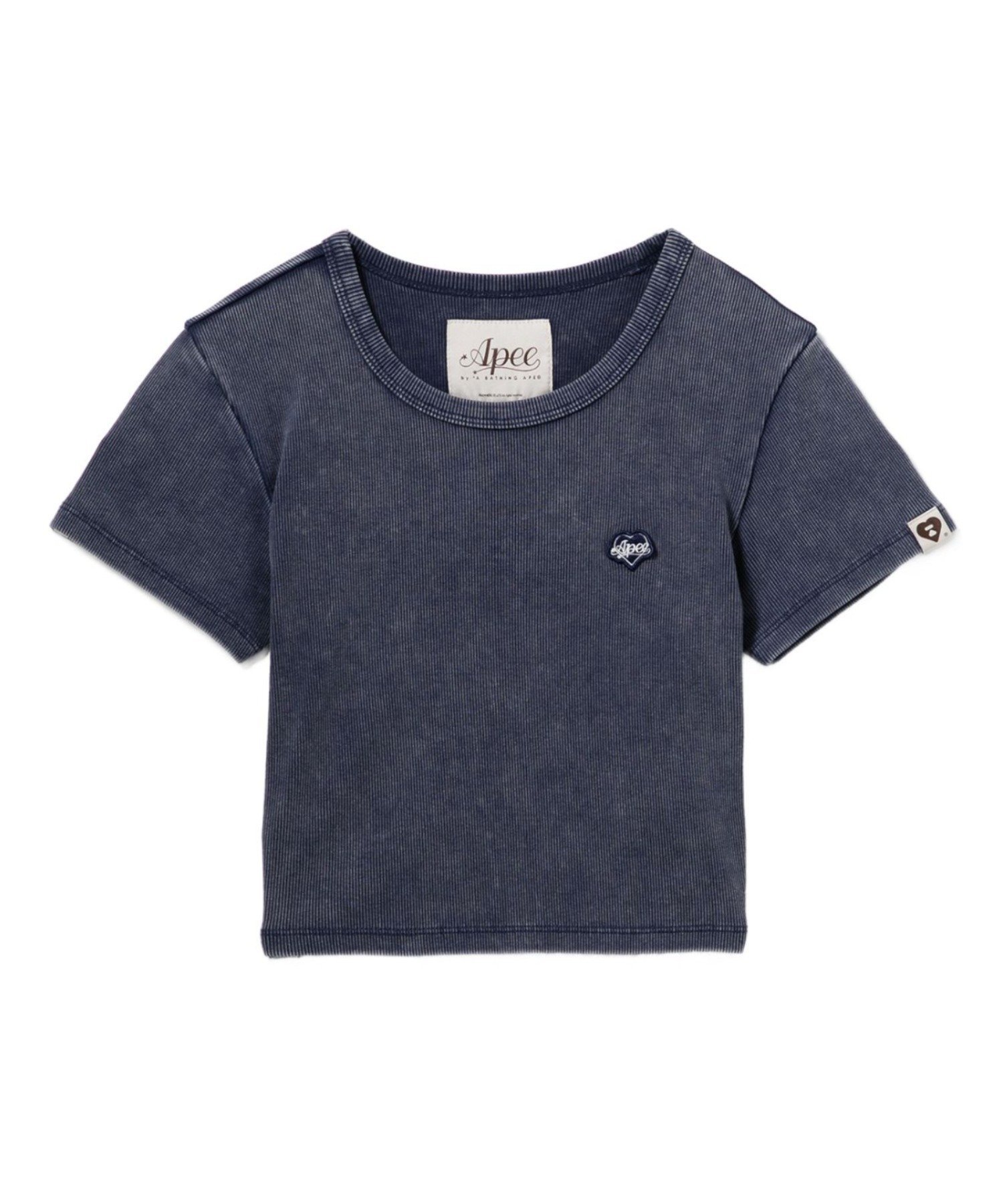 WASHED RIBBED TEE ア ベイシング エイプ トップス カットソー・Tシャツ ネイビー グレー