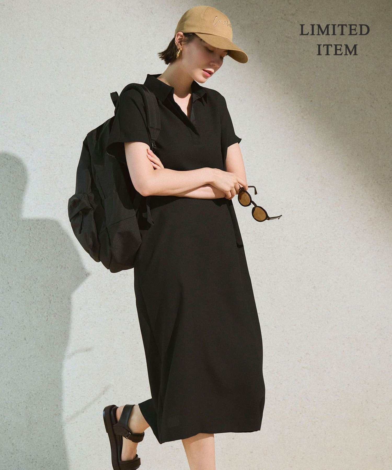 ICB L 【WEB限定】FluidBackSatin ニット衿シャツワンピース アイシービー ワンピース・ドレス ワンピース ブラック ネイビー【送料無料】