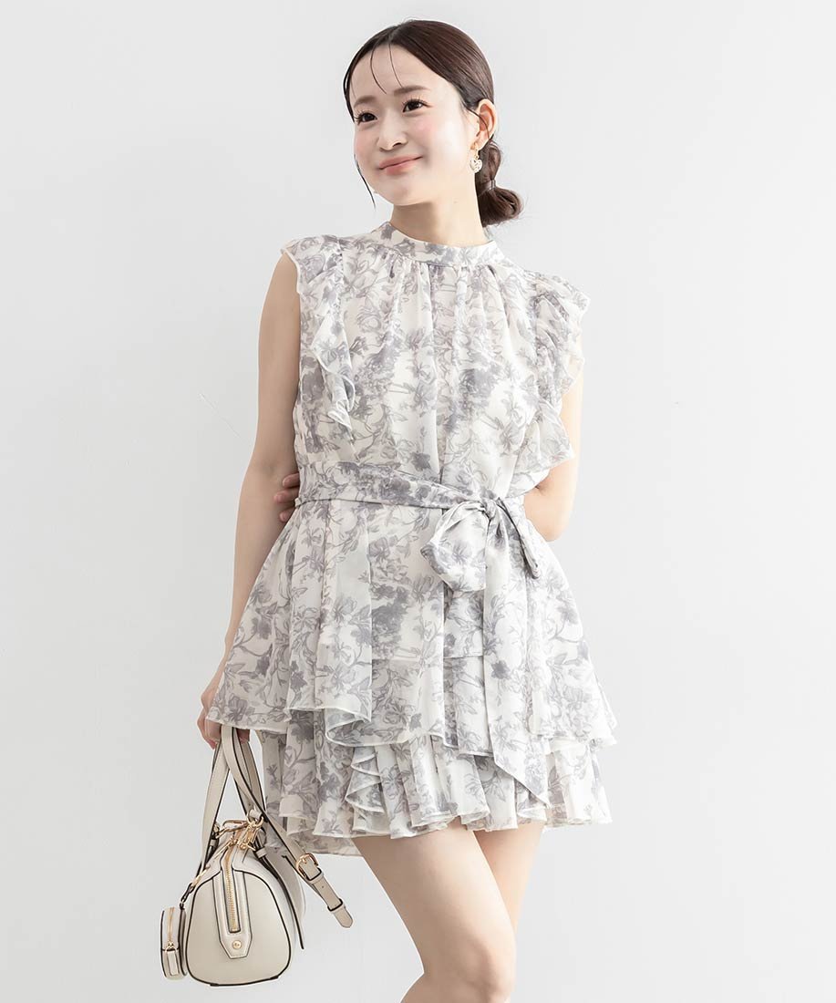 【SALE／20%OFF】RANDA フリルデザインシアーブラウスセットアップ ランダ ワンピース・ドレス その他のワンピース・ドレス ブルー グレー ピンク【送料無料】