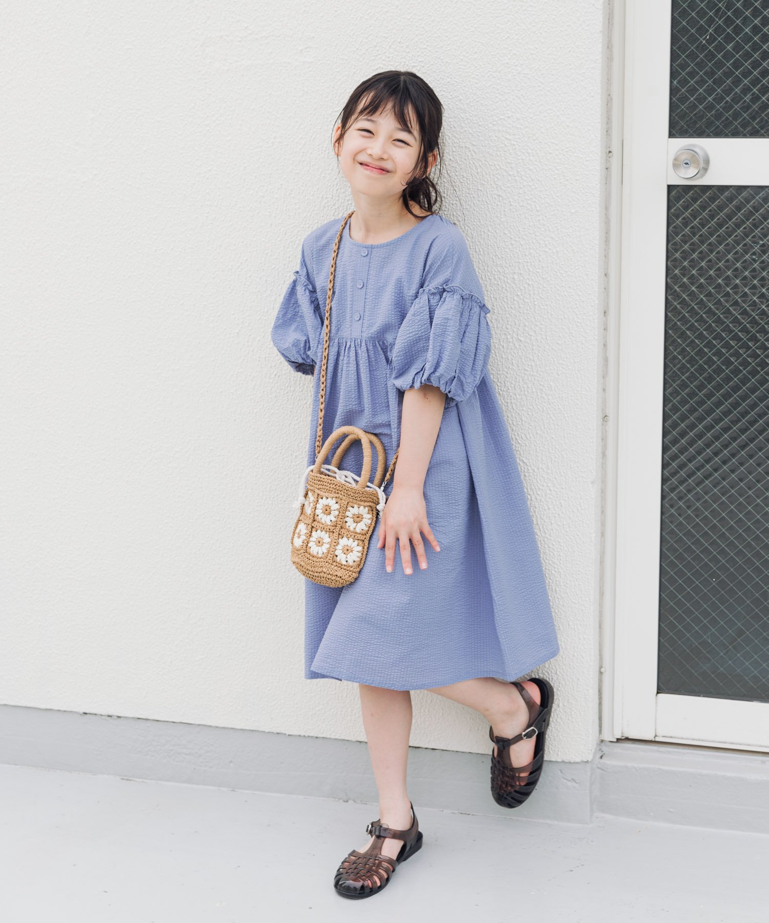 ワンピース セラフ S417194 ウエストシェイプ総柄裏毛フレアワンピース キッズ 子供服 女の子 長袖 ワンピ 長袖ワンピース 裏毛 花柄 小花柄 おしゃれ 可愛い ポケット付き かぶり 通園 通学 100cm 110cm 120cm 130cm 140cm SERAPH