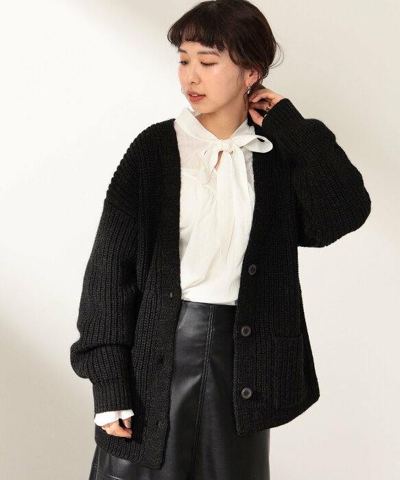 Demi-Luxe BEAMS Demi-Luxe BEAMS / 畦編み Vネック カーディガン デミルクス ビームス ニット 長袖ニット ブラウン【送料無料】