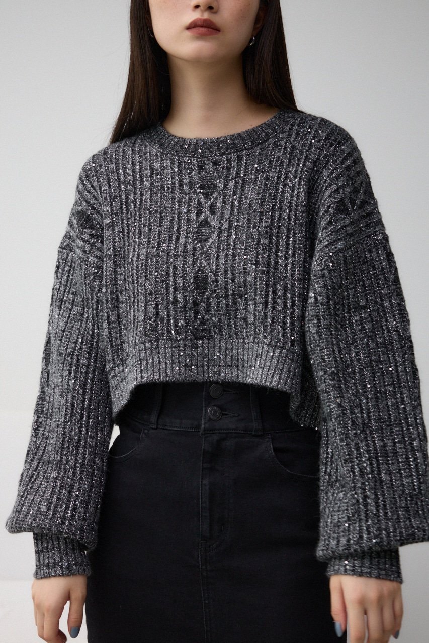 AZUL BY MOUSSY スパンコールニットトッ