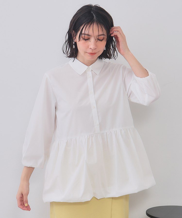 【SALE／40%OFF】OPAQUE.CLIP 裾バルーンペプラムシャツ【洗濯機洗い可】 オペークドットクリップ トッ..