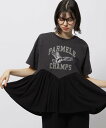 【SALE/50%OFF】niko and ... フレアヘムプリントTシャツ ニコアンド トップス カットソー・Tシャツ ブルー レッド ホワイト グレー