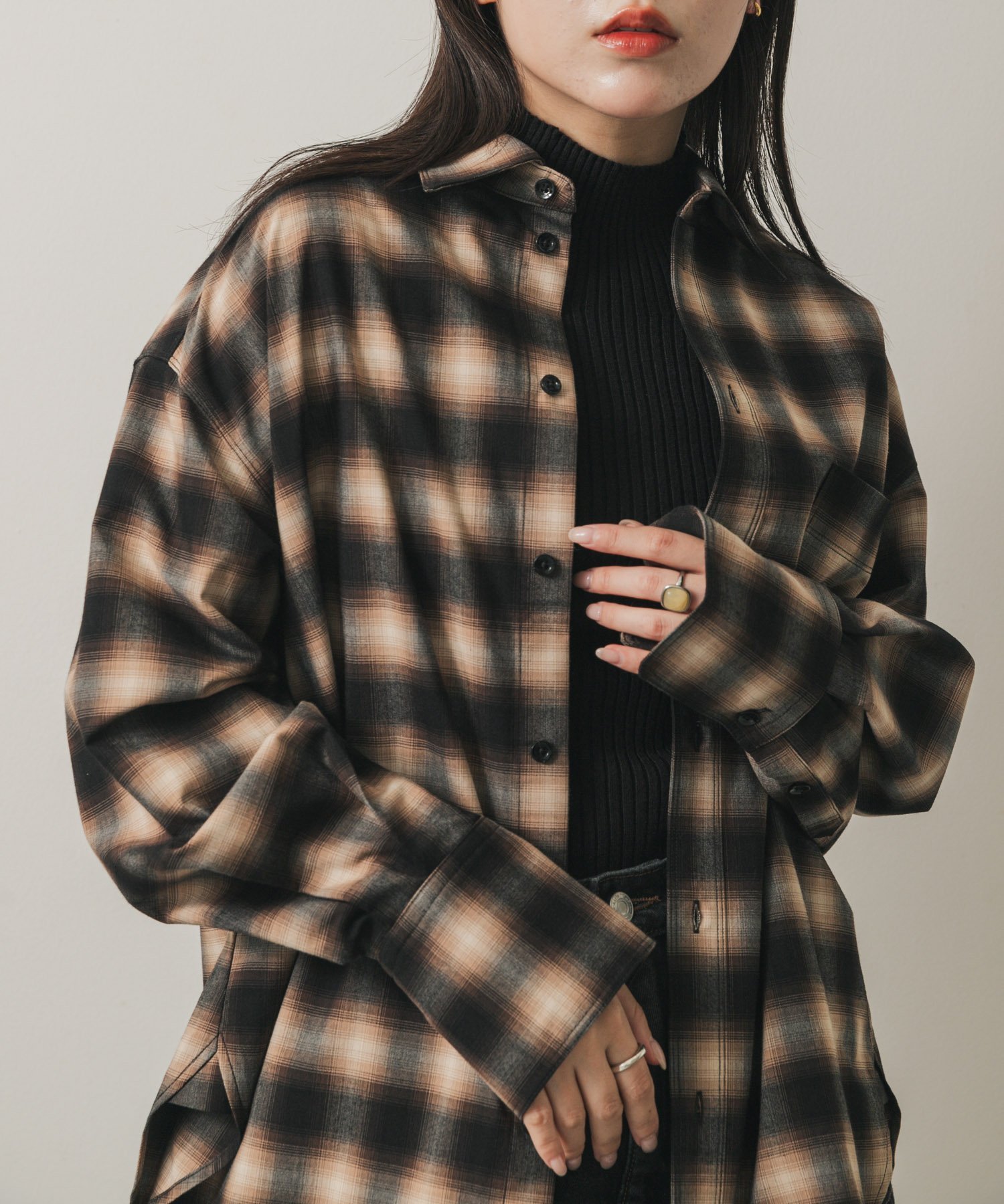 【SALE／55%OFF】SENSE OF PLACE オンブレチェックルーズシャツ センス オブ プレイス トップス シャツ..