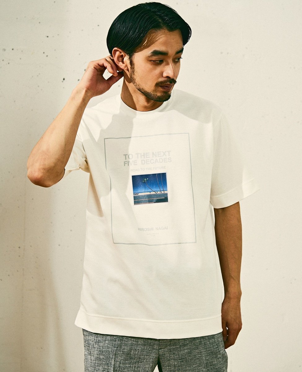 MEN'S MELROSE HIROSHI NAGAI * MEN'S MELROSE ROAD TO THE FUTURE Tシャツ メンズメルローズ トップス カットソー・Tシャツ ホワイト ブルー ネイビー