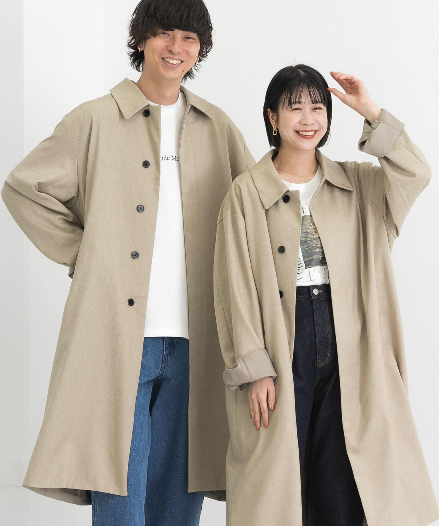 【SALE/60%OFF】SENSE OF PLACE 『ユニセックス』ステンカラーコート センス オブ プレイス ジャケット・アウター ステンカラーコート ベ...