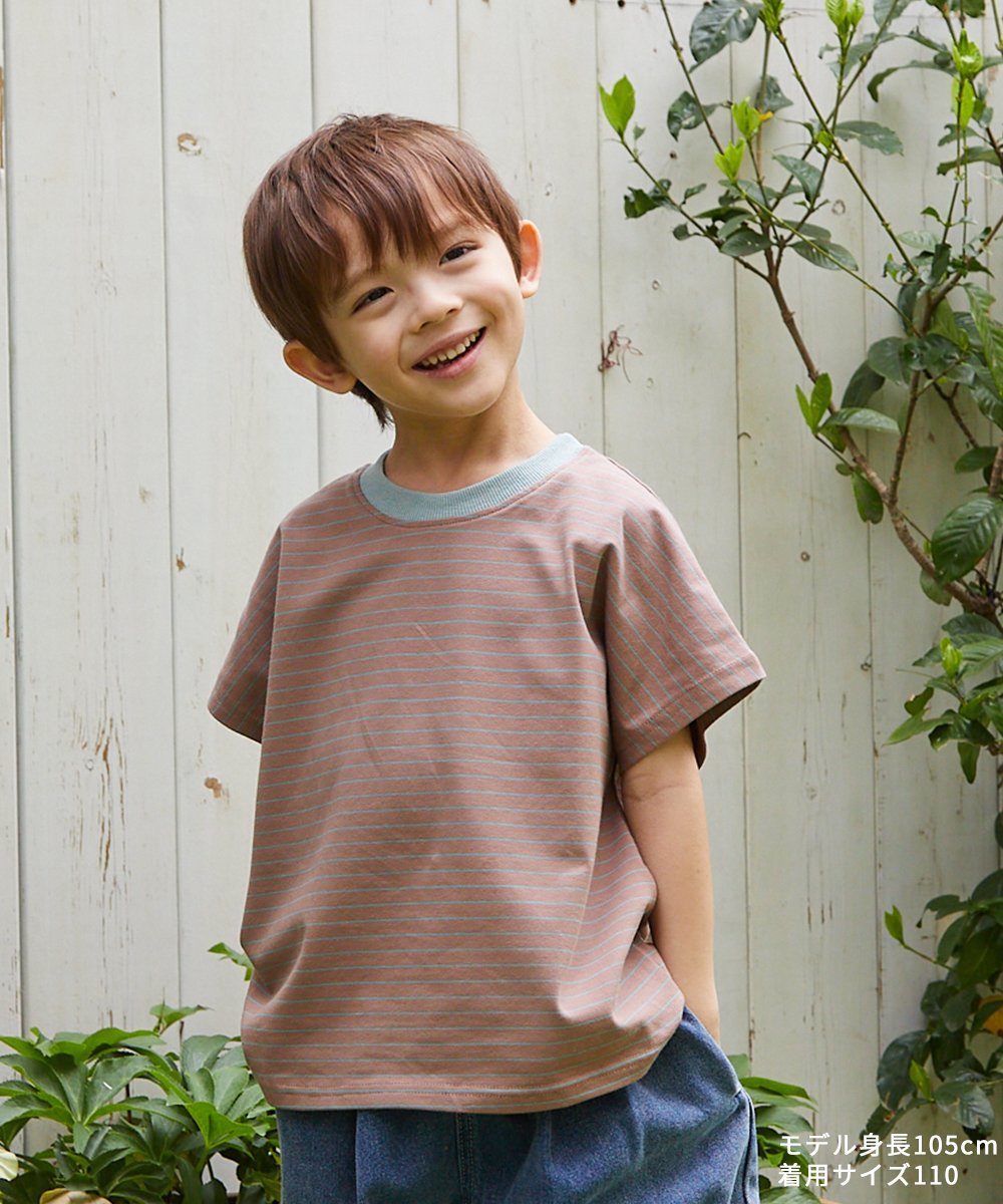 【SALE／20%OFF】riziere 配色ボーダーTシャツ リジェール トップス カットソー・Tシャツ グリーン ベージュ ピンクのサムネイル