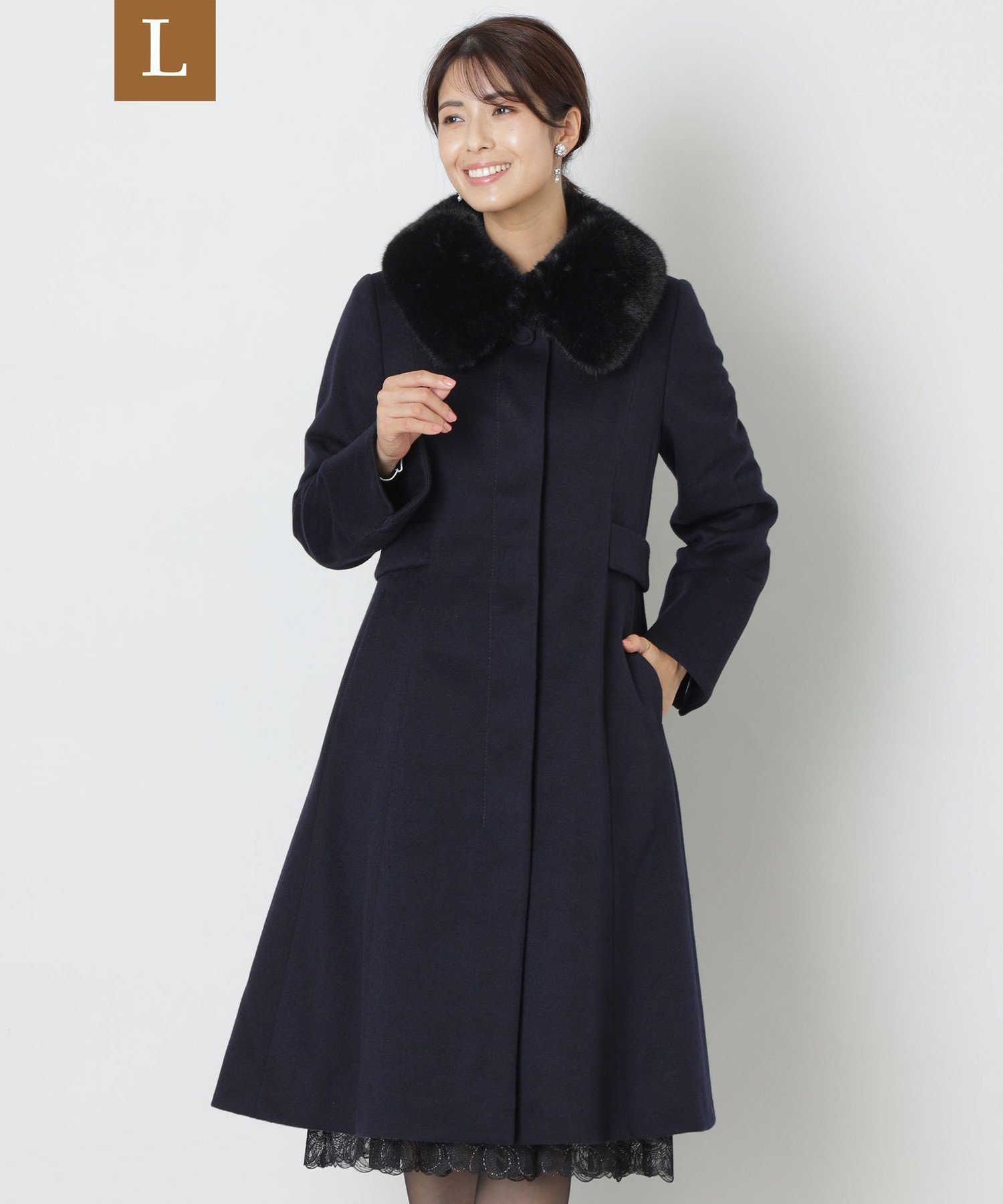 TO BE CHIC 【L】Super170'sウール ロングコート サンヨー エルサイズ ジャケット・アウター その他のジャケット・アウター ネイビー【送料無料】