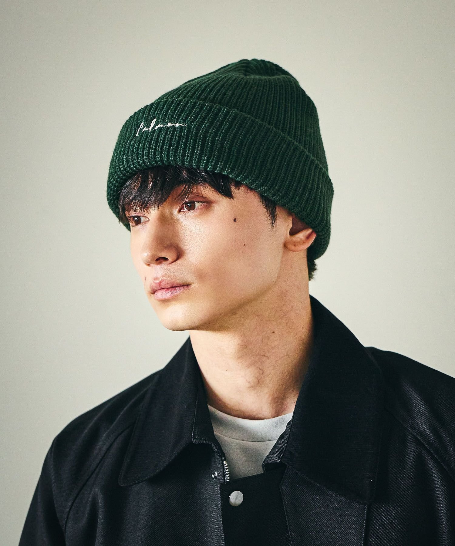 LAKOLE ロゴ刺繍ニットワッチ ラコレ 帽子 ニット帽・ビーニー ブラウン ブラックのサムネイル