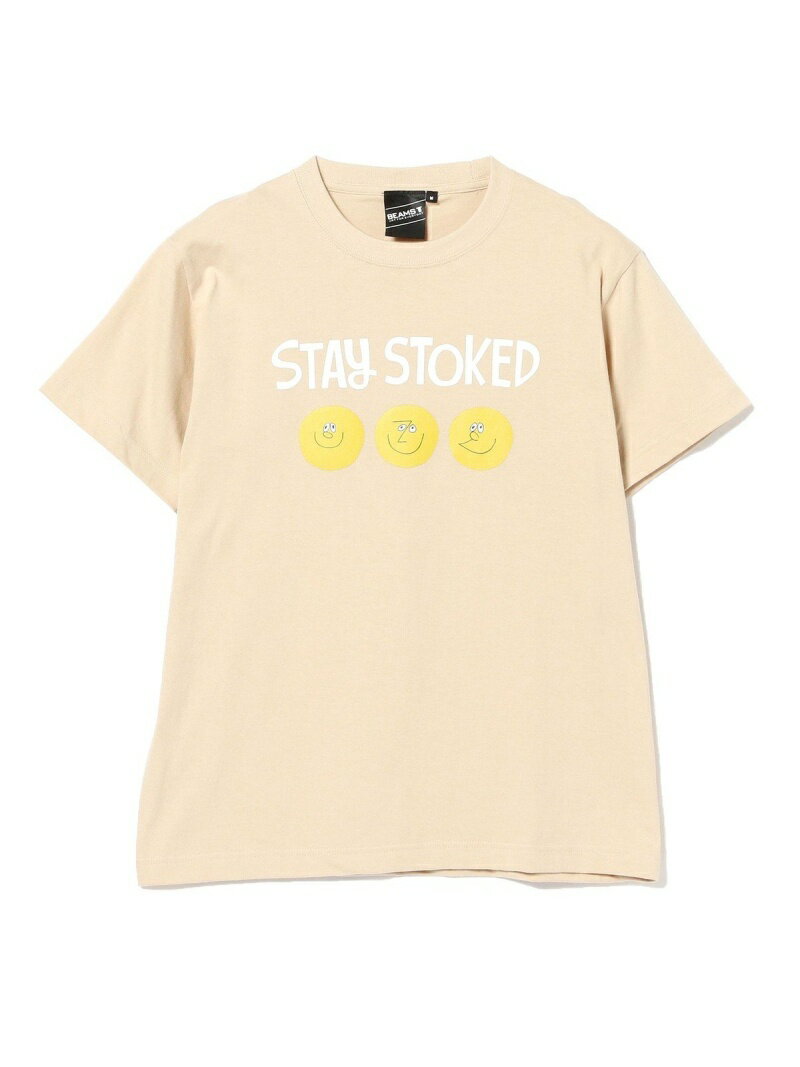 【SALE／20%OFF】BEAMS T BEAMS T / STAY STOKED Tee ビームス アウトレット トップス カットソー・Tシャツ ベージュ ホワイトのサムネイル