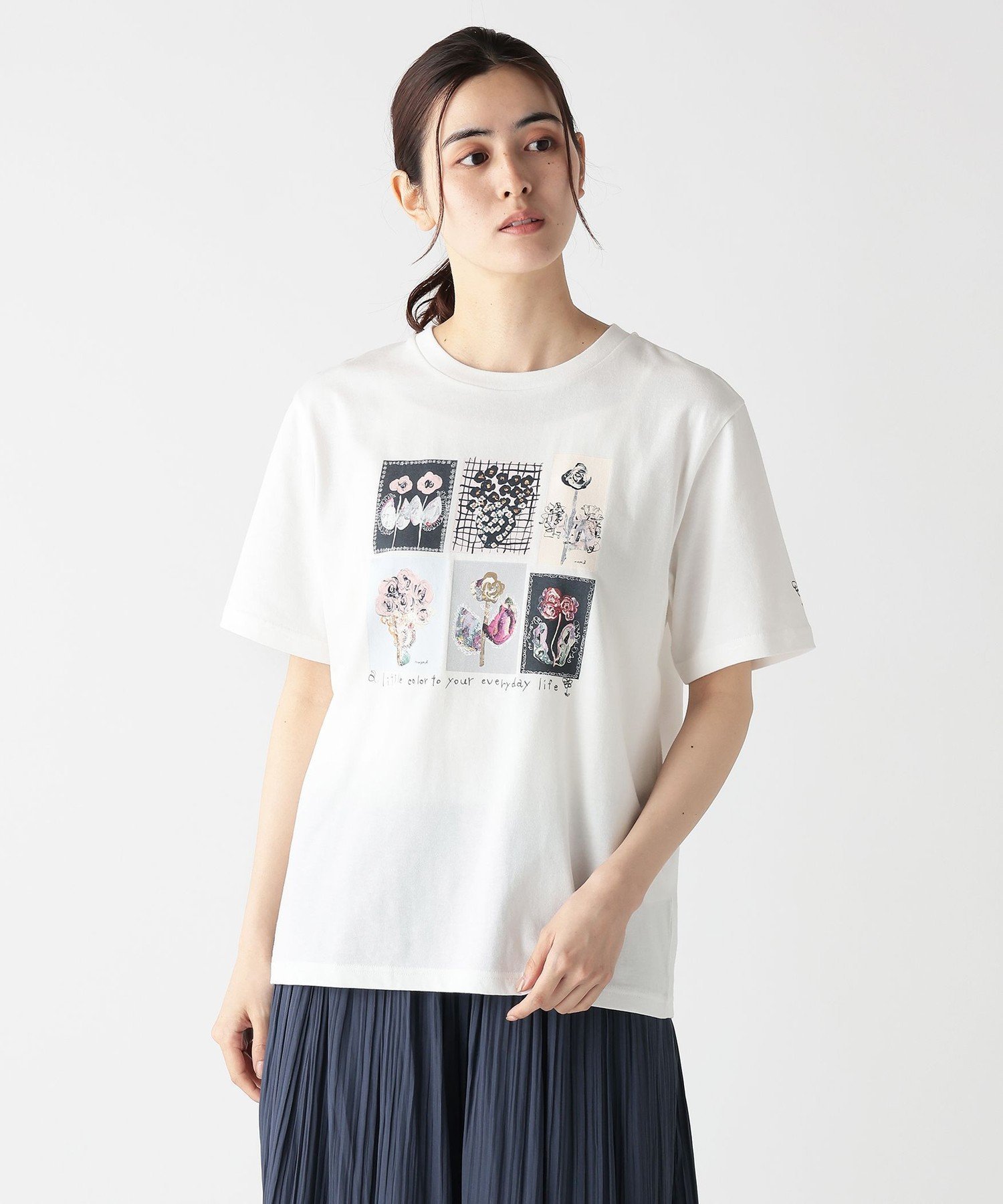 Afternoon Tea LIVING ミドルTシャツ/Typography/maya Shibasaki アフタヌーンティー・リビング トップス カットソー・Tシャツ ホワイト【送料無料】