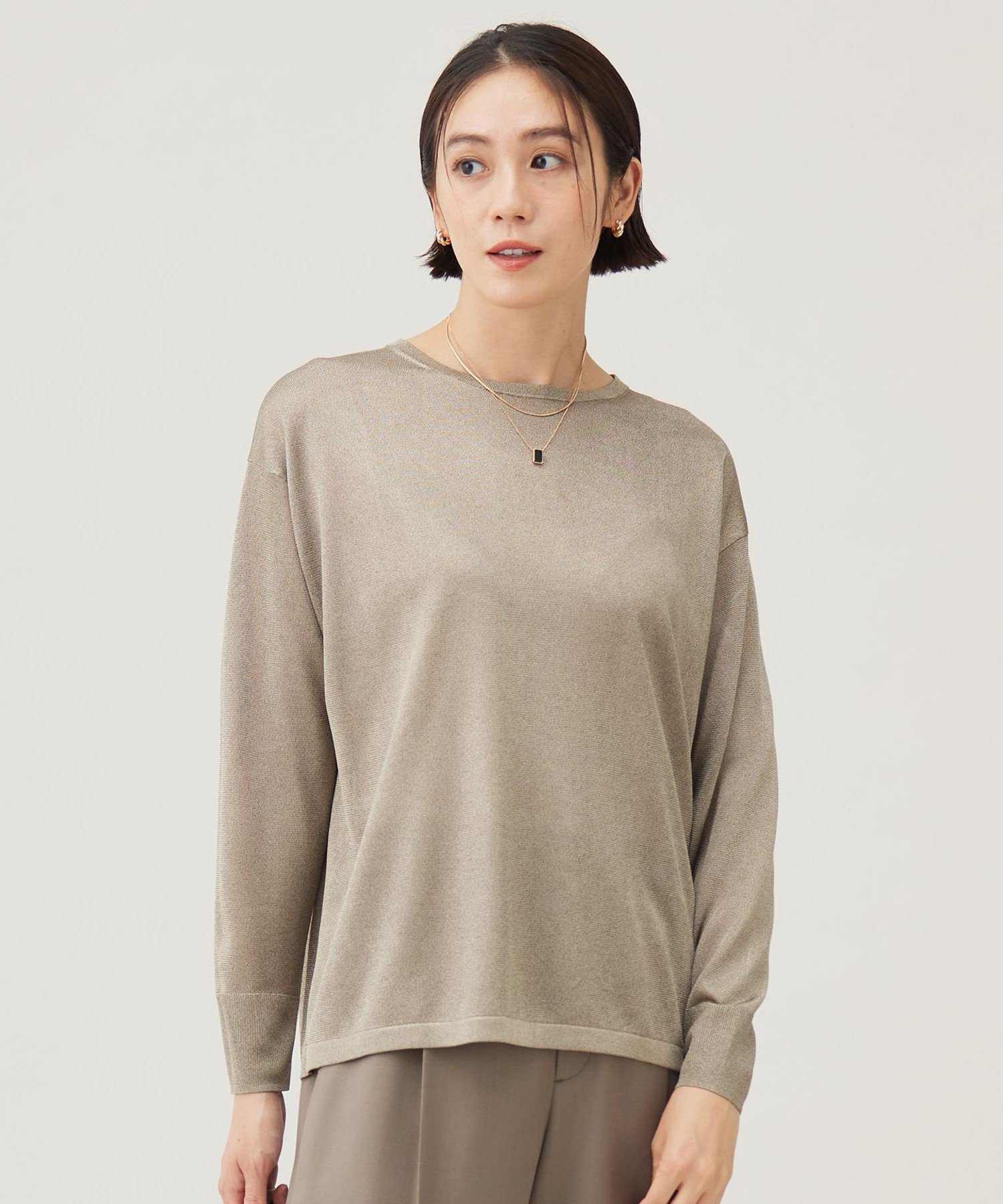 【SALE／30%OFF】自由区 【洗える】シャイニールレックス ニット ジユウク トップス ニット ベージュ グレー ブラック【送料無料】