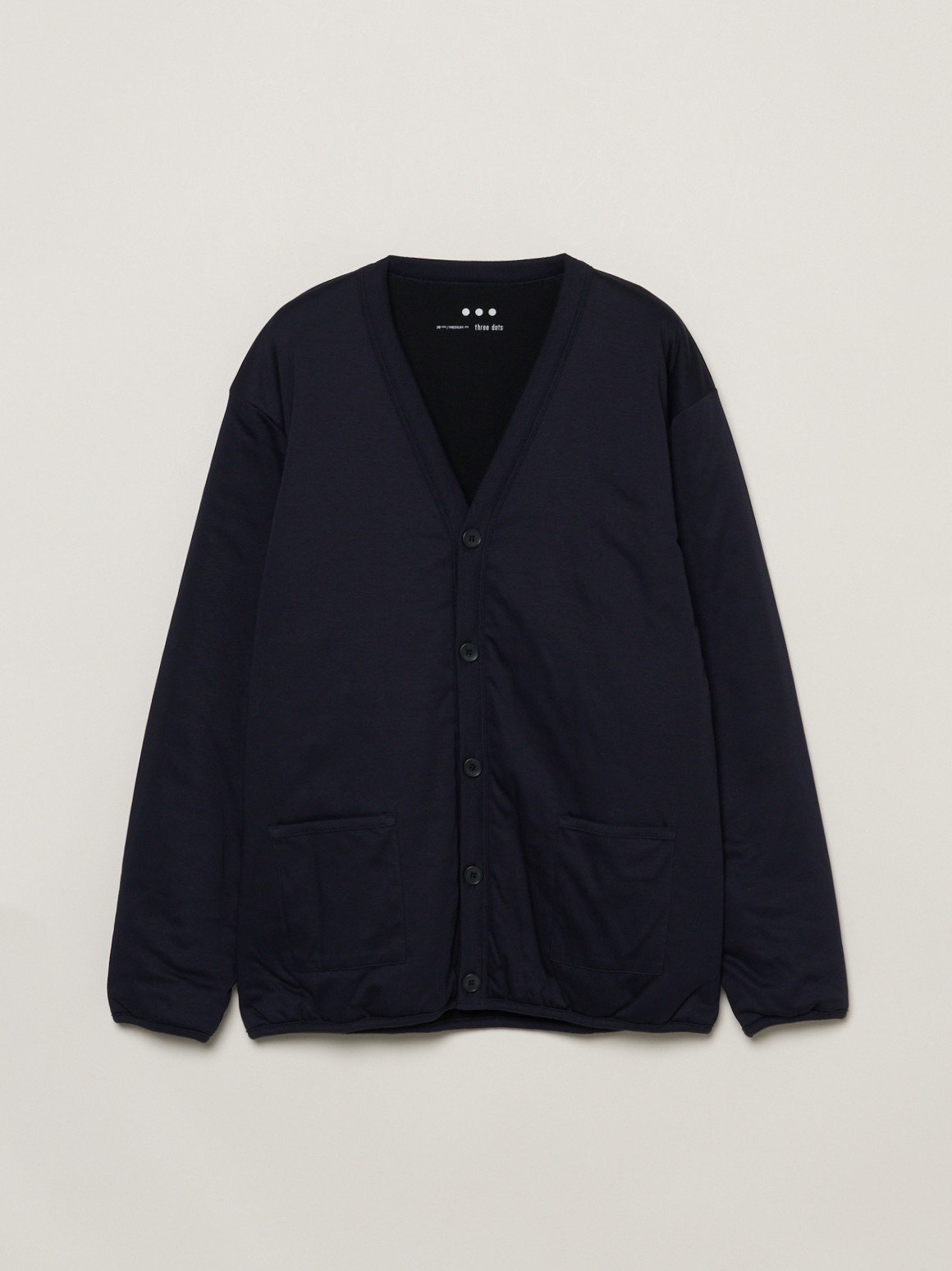 【SALE／50%OFF】three dots Men's leo reversible padded cardigan スリードッツ トップス カーディガン ブラック【送料無料】